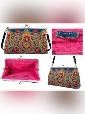 RARE Baba Studio "Gypsy Soul" Special Edition Kiss-Lock Clutch / Crossbody Bag